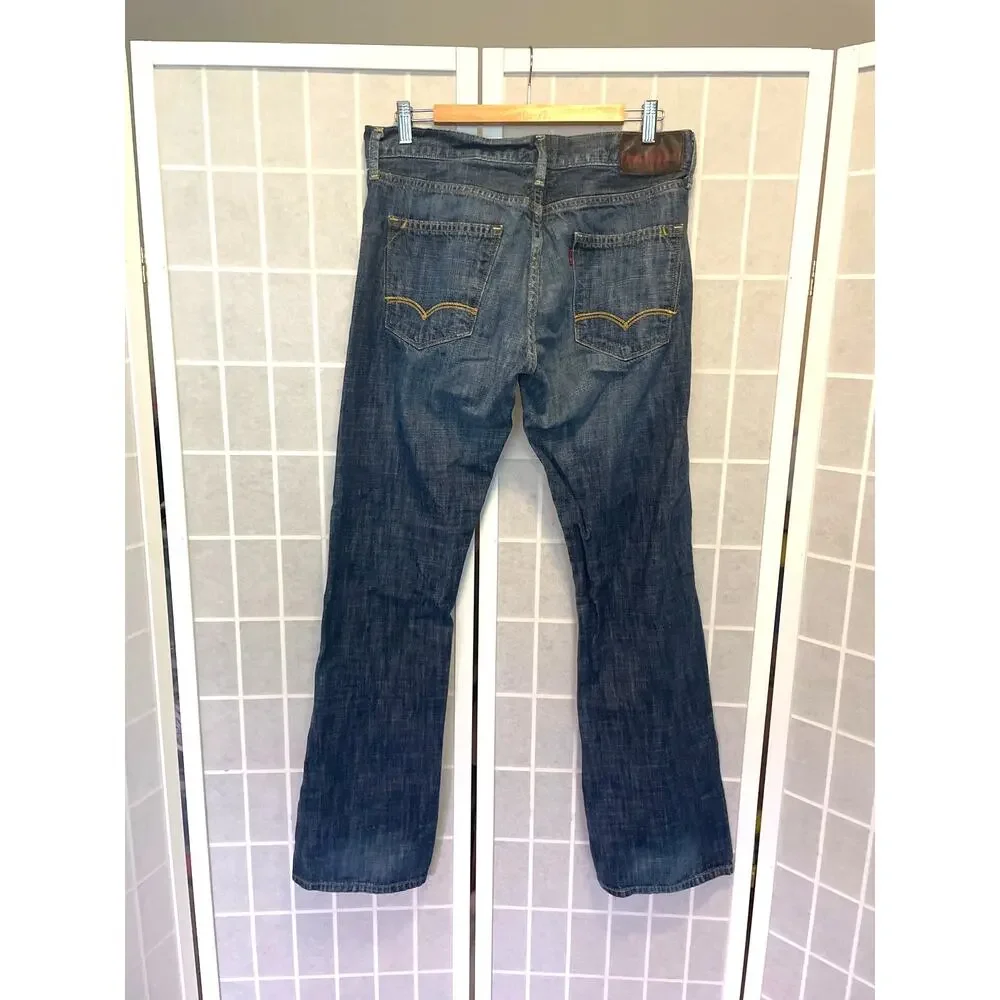 Levi's Red Boot Cut Jeans 32x34 Dark Wash Denim Western Rodeo Cowboy Americana